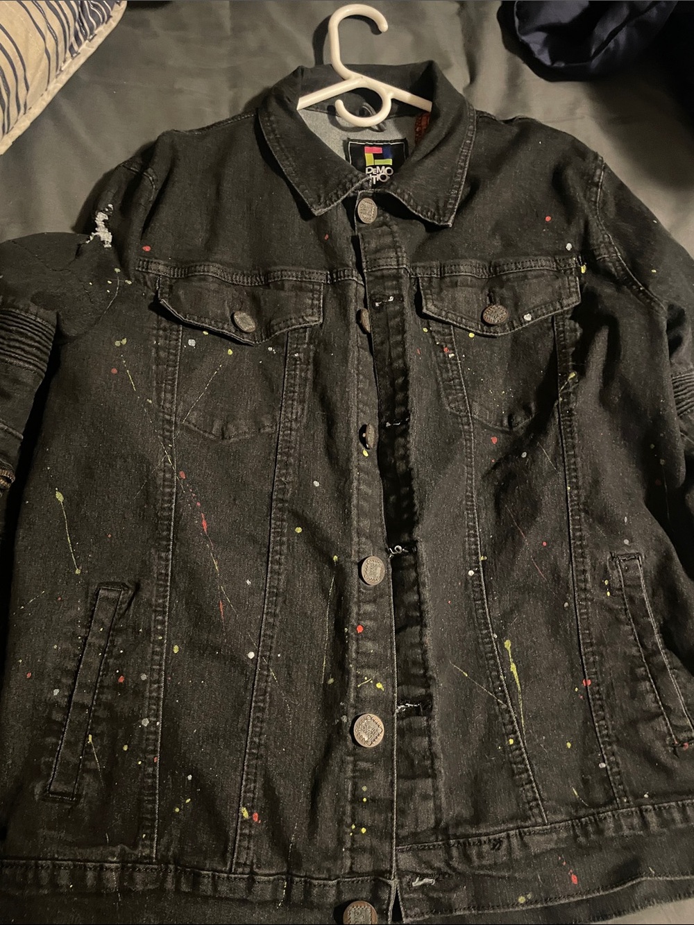 Black Paint-Splatter Denim Jacket - Men